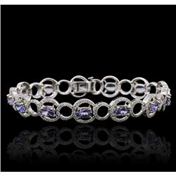 14KT Two-Tone Gold 5.07ctw Tanzanite and Diamond Bracelet