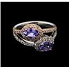 Image 2 : 1.34ctw Tanzanite and Diamond Ring - 14KT Two-Tone Gold