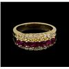 Image 2 : 0.80ctw Ruby and Diamond Ring - 14KT Yellow Gold