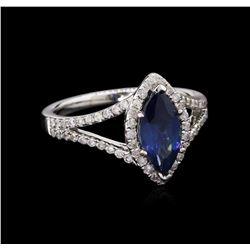 1.50ct Blue Sapphire and Diamond Ring - 14KT White Gold