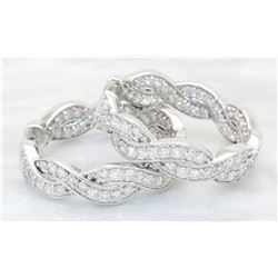 3.18ctw Diamond Earrings - 14KT White Gold