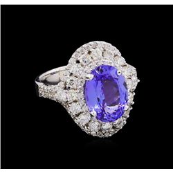 3.30ct Tanzanite and Diamond Ring - 14KT White Gold