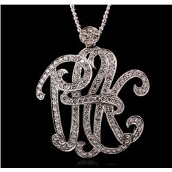 14KT White Gold 4.50ctw Diamond Monogram Pendant With Chain