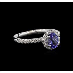 0.68ct Tanzanite and Diamond Ring - 14KT White Gold