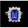 Image 2 : 3.51ct Tanzanite and Diamond Ring - 14KT White Gold