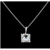 Image 2 : 1.46ct Aquamarine and Diamond Pendant With Chain - 14KT White Gold