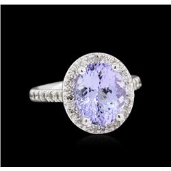 3.52ct Tanzanite and Diamond Ring - 14KT White Gold