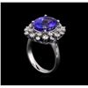 Image 4 : 6.25ct Tanzanite and Diamond Ring - 14KT White Gold