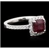 Image 1 : 18KT White Gold 1.00ct Ruby and Diamond Ring