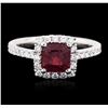 Image 2 : 18KT White Gold 1.00ct Ruby and Diamond Ring