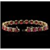 Image 3 : 38.40ctw Ruby and Diamond Bracelet - 14KT Yellow Gold