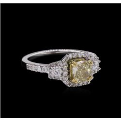 1.72ctw Fancy Greenish Yellow Diamond Ring - 14KT Two-Tone Gold