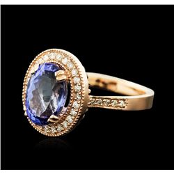 14KT Rose Gold 3.37ct Tanzanite and Diamond Ring