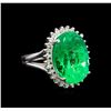 Image 1 : GIA Cert 15.64ct Emerald and Diamond Ring - 14KT White Gold