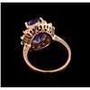 Image 3 : 6.96ct Tanzanite and Diamond Ring - 14KT Rose Gold