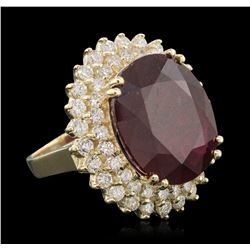 14KT Yellow Gold 17.96ct Ruby and Diamond Ring