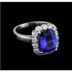 3.78ct Tanzanite and Diamond Ring - 14KT White Gold