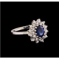 1.00ct Sapphire and Diamond Ring - 14KT White Gold