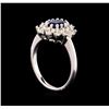 Image 4 : 1.00ct Sapphire and Diamond Ring - 14KT White Gold