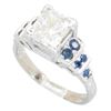Image 2 : 1.40ctw Diamond and Sapphire Ring - 14KT White Gold