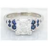 Image 4 : 1.40ctw Diamond and Sapphire Ring - 14KT White Gold