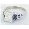 Image 5 : 1.40ctw Diamond and Sapphire Ring - 14KT White Gold