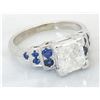 Image 6 : 1.40ctw Diamond and Sapphire Ring - 14KT White Gold