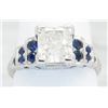 Image 7 : 1.40ctw Diamond and Sapphire Ring - 14KT White Gold