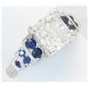 Image 9 : 1.40ctw Diamond and Sapphire Ring - 14KT White Gold