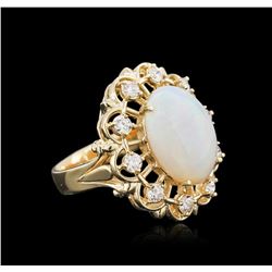 14KT Yellow Gold 3.37ct Opal and Diamond Ring