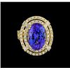 Image 2 : 11.16ct Tanzanite and Diamond Ring - 14KT Yellow Gold