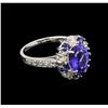 Image 1 : 2.43ct Tanzanite, Blue Sapphire and Diamond Ring - 14KT White Gold