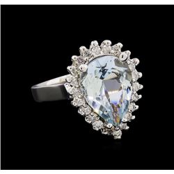 3.10ct Aquamarine and Diamond Ring - 14KT White Gold