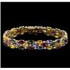 Image 1 : 32.77 Multi Gemstone and Diamond Bracelet - 14KT Yellow Gold