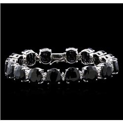 77.74ctw Blue Sapphire and Diamond Bracelet - 14KT White Gold