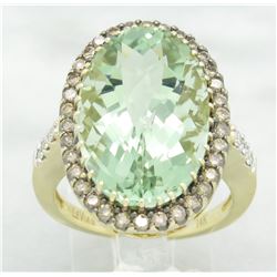 Le Vian 10.00ct Green Amethyst and Diamond Ring - 14KT Yellow Gold