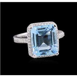 8.77ct Topaz and Diamond Ring - 14KT White Gold