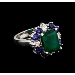 4.81ctw Multi Gemstone and Diamond Ring - 14KT White Gold