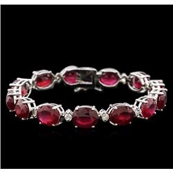 46.40ctw Ruby and Diamond Bracelet - 14KT White Gold