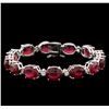 Image 1 : 46.40ctw Ruby and Diamond Bracelet - 14KT White Gold