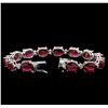 Image 3 : 46.40ctw Ruby and Diamond Bracelet - 14KT White Gold