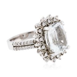 14KT White Gold 6.39ct Aquamarine and Diamond Ring