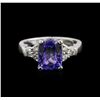 Image 2 : 3.54ct Tanzanite and Diamond Ring - 14KT White Gold