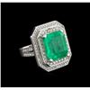 Image 1 : GIA Cert 14.97ct Emerald and Diamond Ring - 14KT White Gold