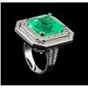 Image 4 : GIA Cert 14.97ct Emerald and Diamond Ring - 14KT White Gold