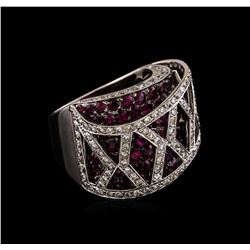 11.16ctw Ruby and Diamond Ring - 18KT White Gold