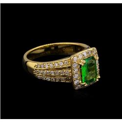 1.22ct Tsavorite and Diamond Ring - 14KT Yellow Gold