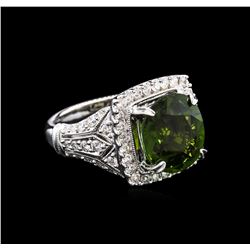 4.79ct Green Tourmaline and Diamond Ring - 18KT White Gold