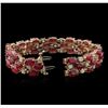 Image 3 : 37.44ctw Ruby and Diamond Bracelet - 14KT Rose Gold