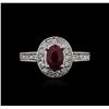 Image 2 : 14KT White Gold 0.80ct Ruby and Diamond Ring